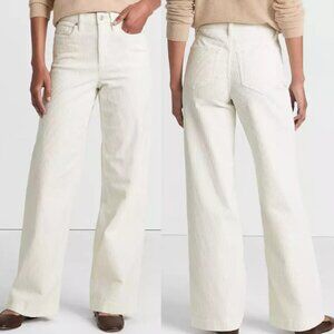Lands' End Women's High Rise Wide Leg Corduroy Pants in Ivory